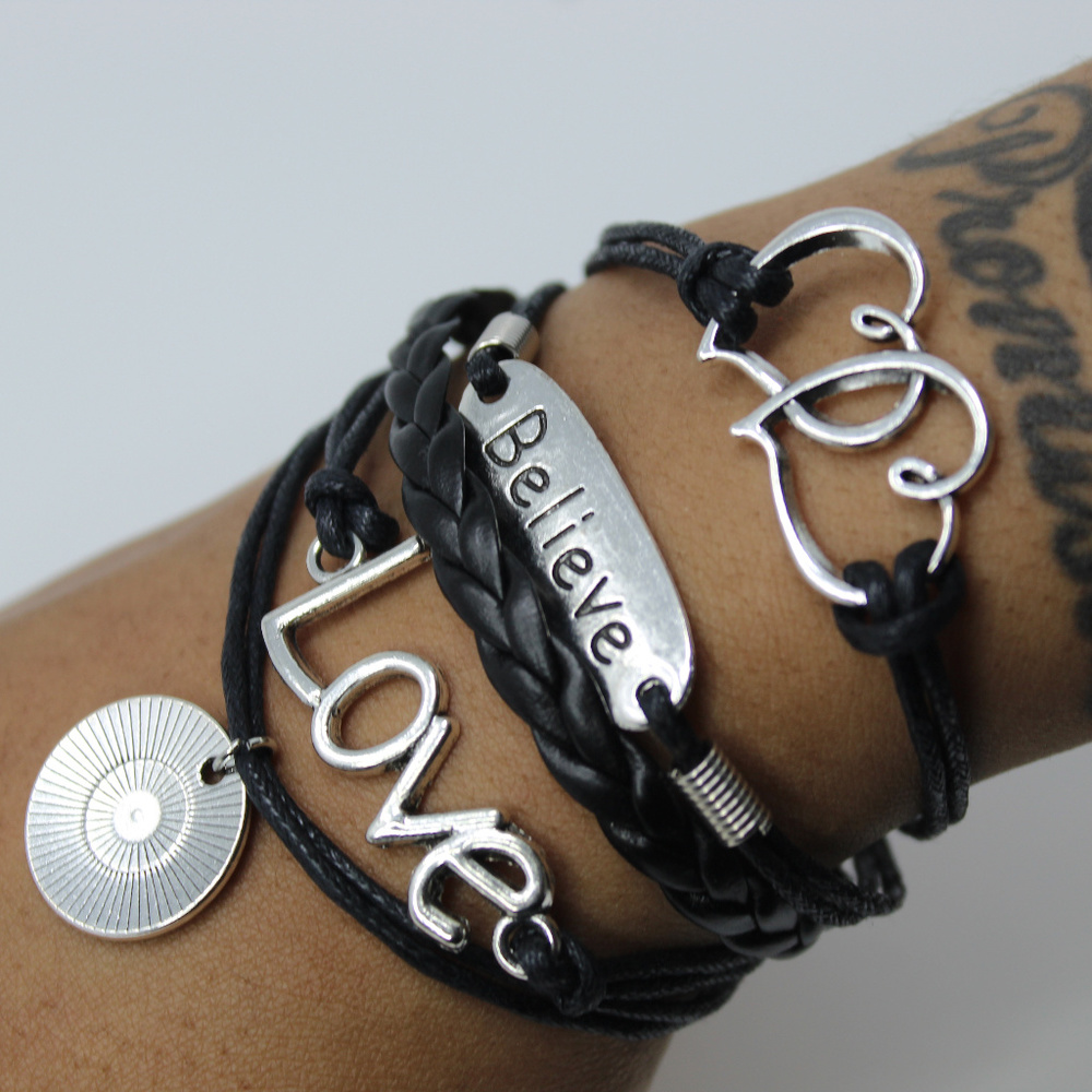 Black Love Leather Bracelet
